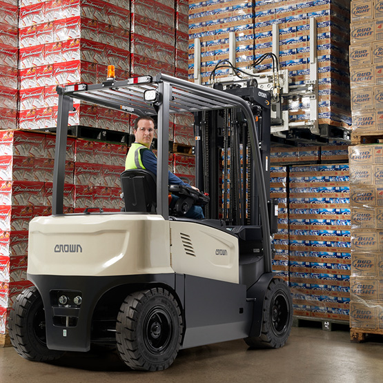 electric forklift in a bulk storage application 