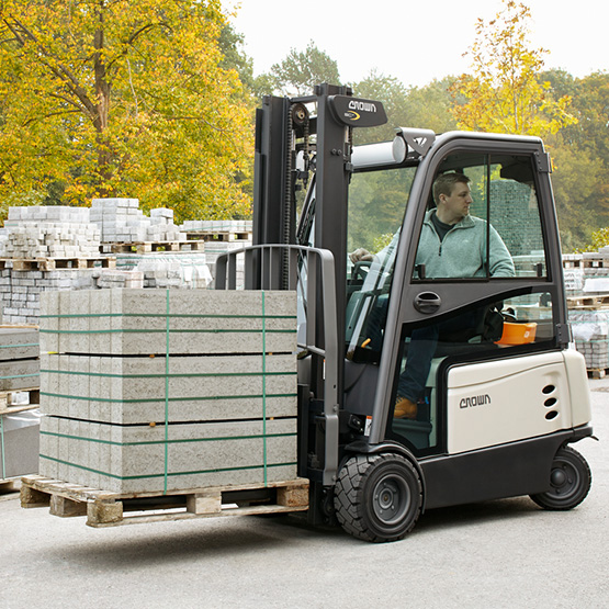 electric forklift in an outdoor application 