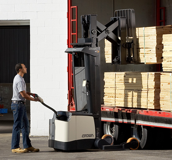 stacker unloading a lorry 