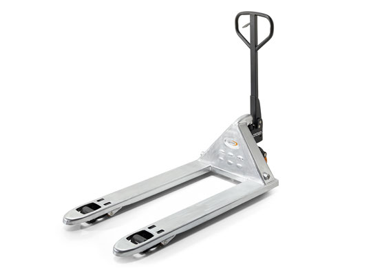 a galvanised hand pallet truck is available